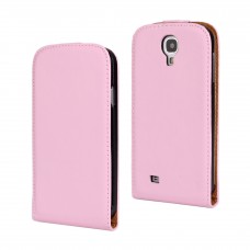 Samsung Galaxy S4 - Genuine Leather Up Down Flip Protective Phone Cover Case - Pink